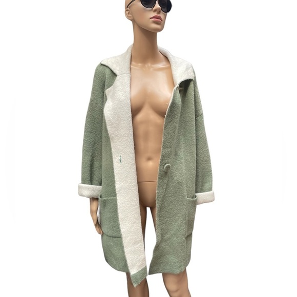 Green knit oversized boho cardigan sweater